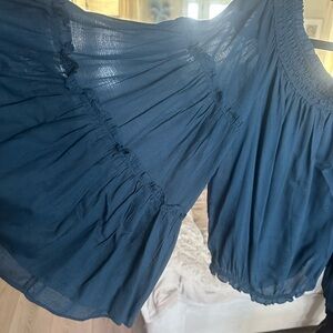 Free People Navy Blue Off-Shoulder Peasant Tunic